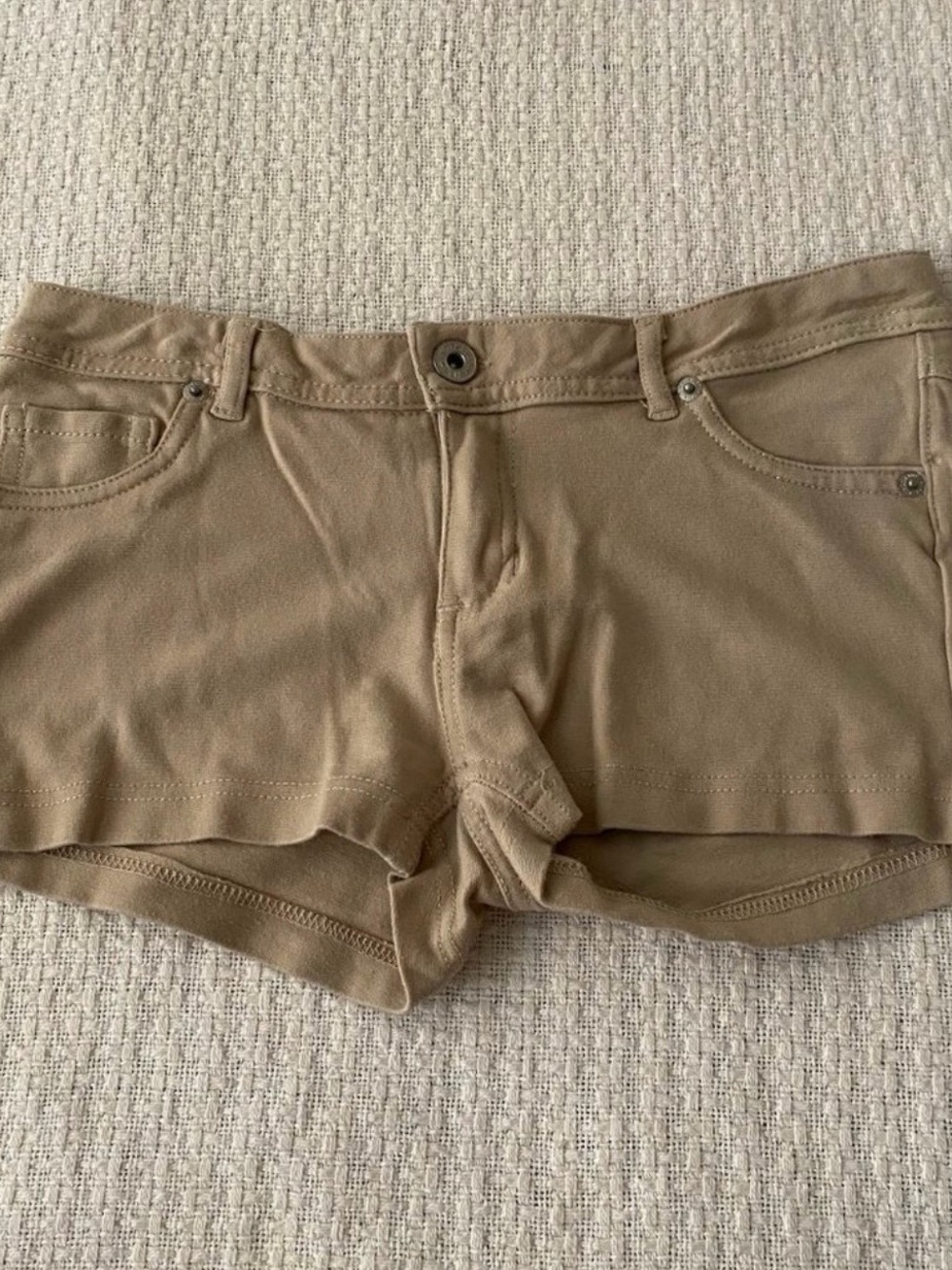 Women's Low-Rise Tan Jean Shorts